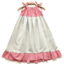 kronjuwel summer dress 116/122 beige red white cotton upcycling