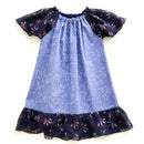 kronjuwel short-sleeved summer dress 92/98 blue floral cotton silk upcycling