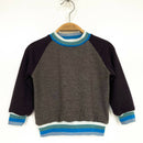 kronjuwel wool sweater for children 86/92 brown aqua upcycling