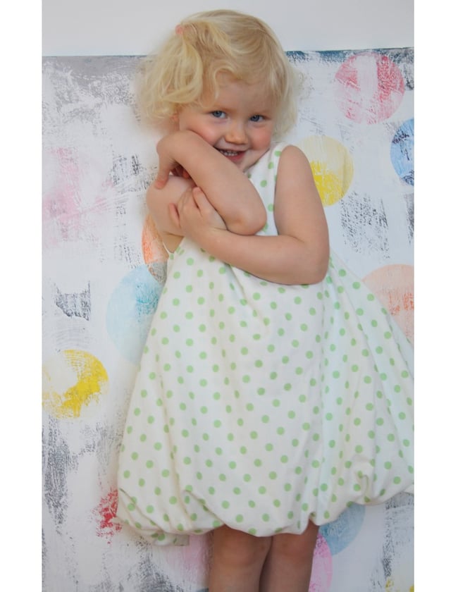 Robe of feathers Balloon Dress- green dot