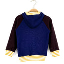 kronjuwel hoodie 100% merino wool 98 dark blue aubergine yellow upcycling