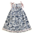 kronjuwel summer dress blue white floral 98/104 cotton upcycling