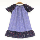 kronjuwel short-sleeved summer dress 92/98 blue floral cotton silk upcycling