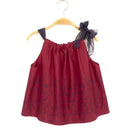 kronjuwel summer top, sleeveless blouse 98/104 wine red with upcycling embroidery