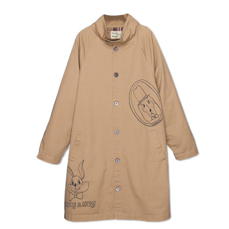 Oversized trench with print in the color "Caramel" by Wander &amp; Wonder