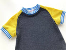 kronjuwel T-Shirt Cashmere/Merino Wool Size 86 Dark Grey/Yellow Short Sleeve Upcycling