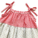 kronjuwel summer dress 116/122 beige red white cotton upcycling