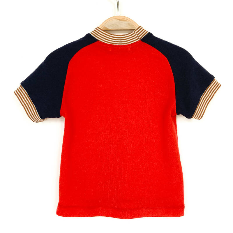 kronjuwel T-Shirt Merinowolle Seide Größe 92/98 rot/blau kurzärmlig Upcycling