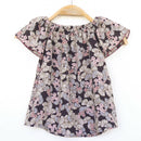 Kronjuwel short-sleeved blouse 80/86 brown pink floral upcycling